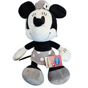 Disney Sega Minnie Mouse Plush Monochrome Gray 16" Stuffed Animal Steamboat